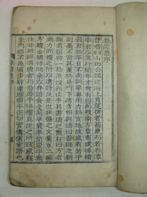 1929년 목활자본 신약우(申若雨) 춘담집(春潭集)권1,2 1책