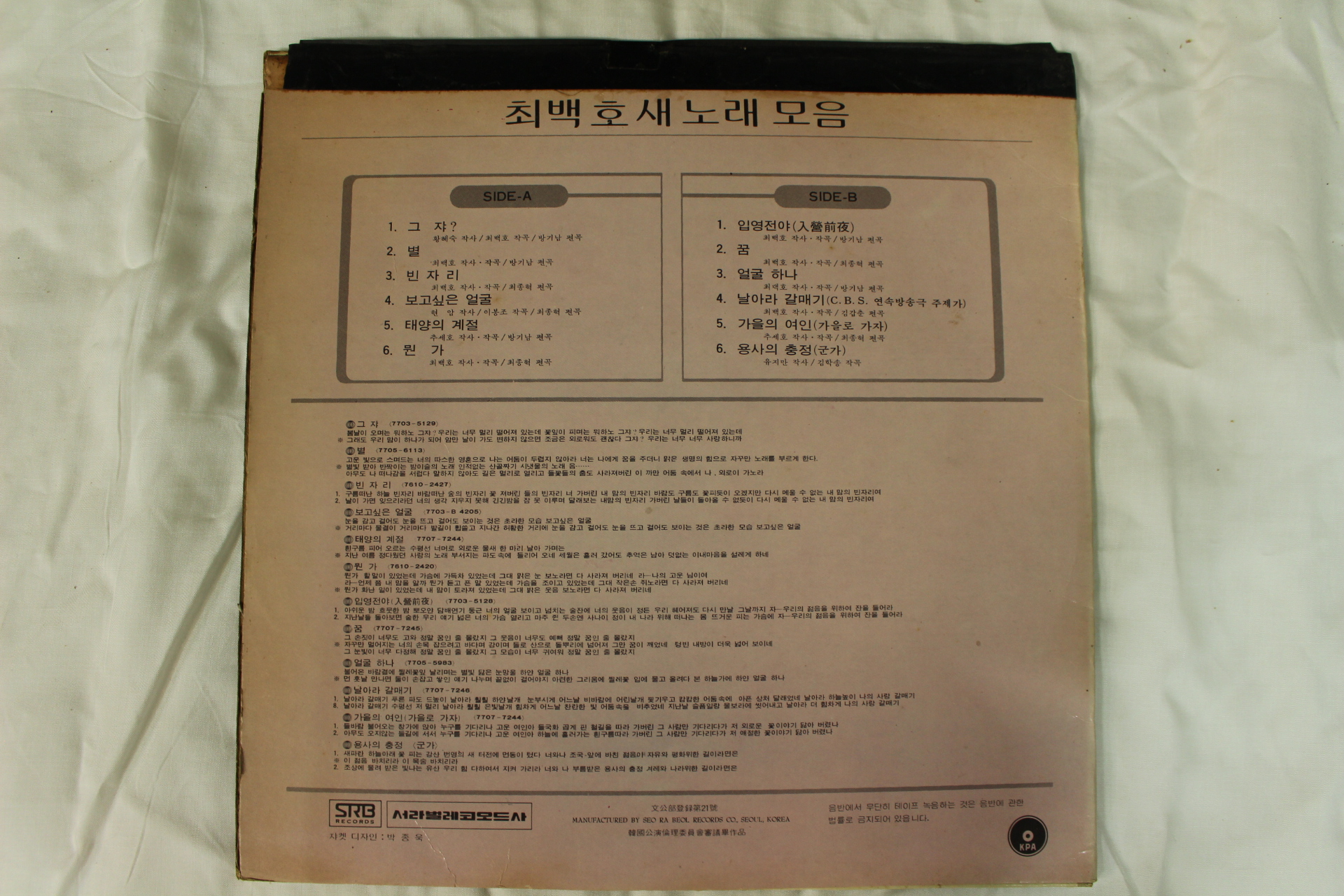 533-1977년 레코드판 최백호(초반)