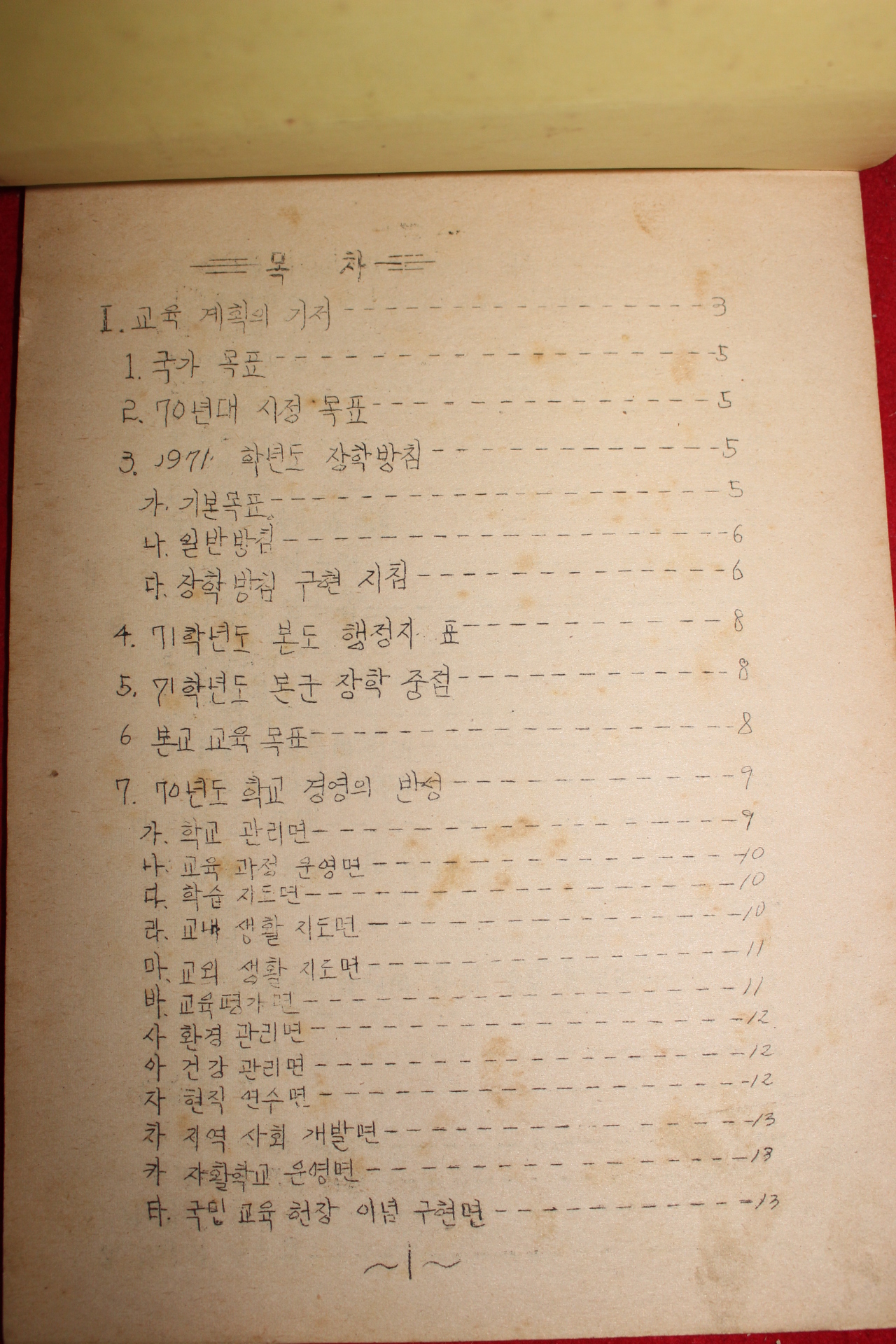 1971년 대성국민학교 학교교육계획서