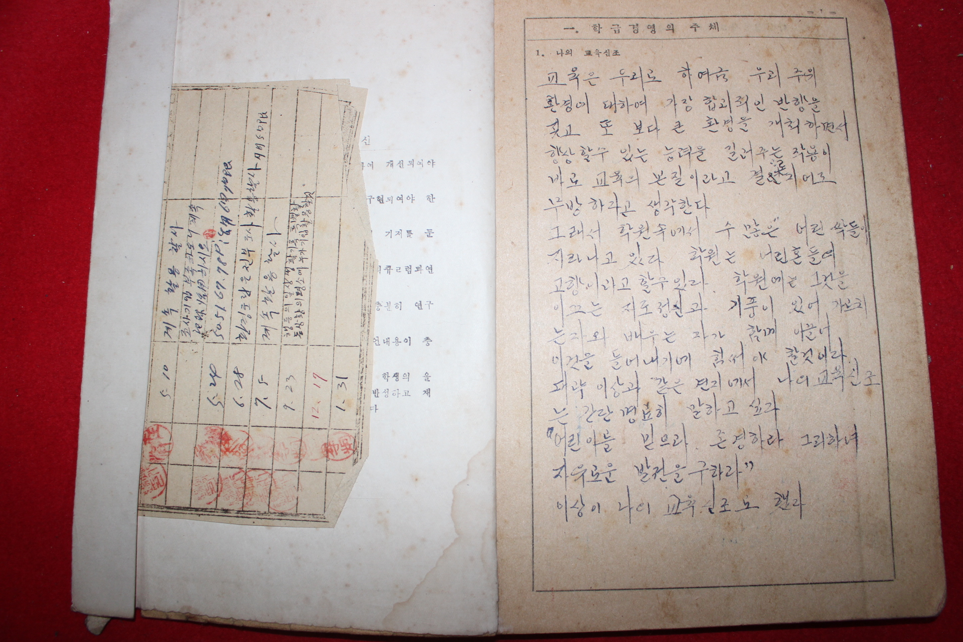 1959년 운봉국민학교 학급경영요록