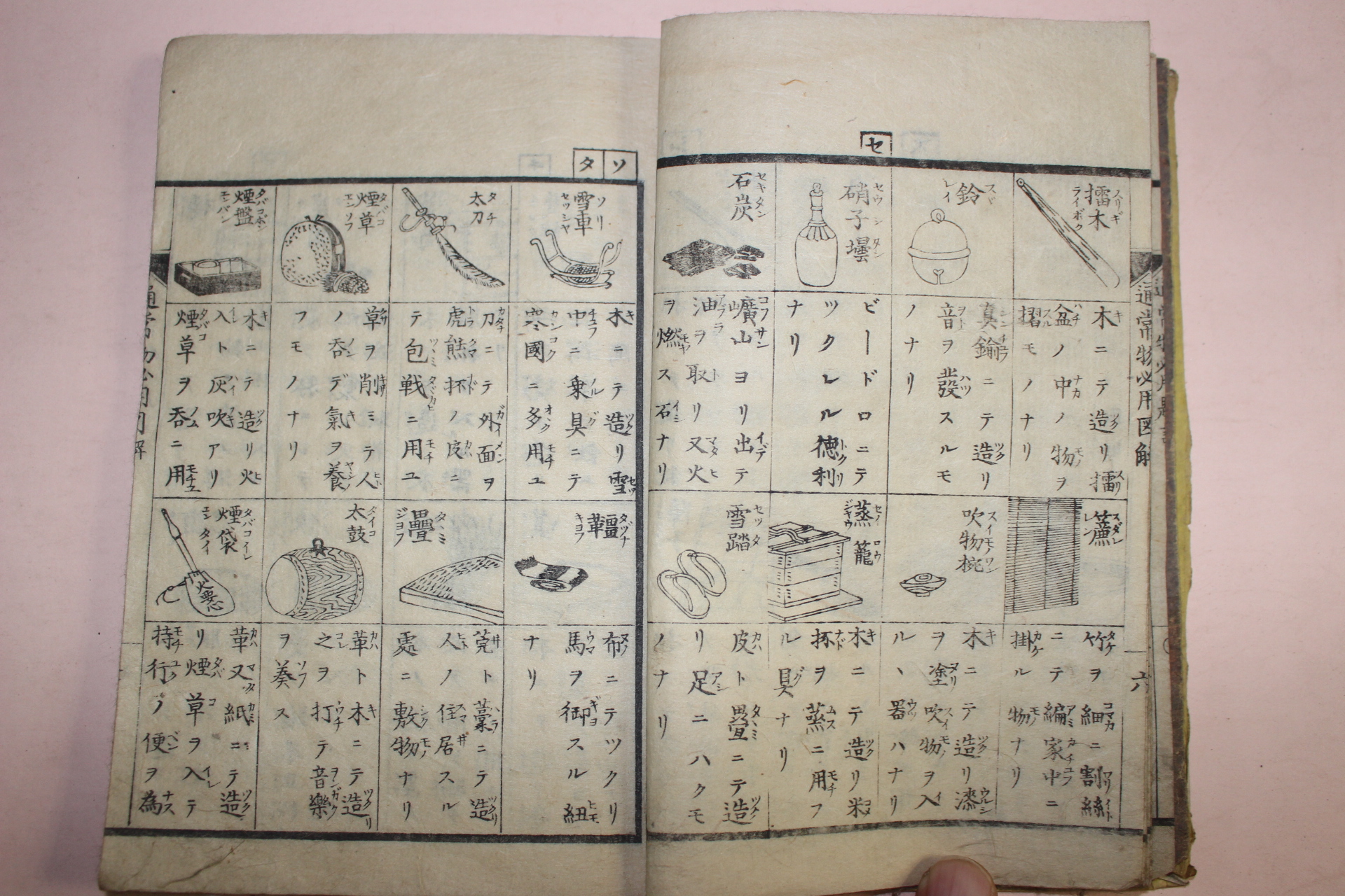1877년(명치10년) 일본목판본 하등소학 통상물필용도해(通常物必用圖解) 1책완질