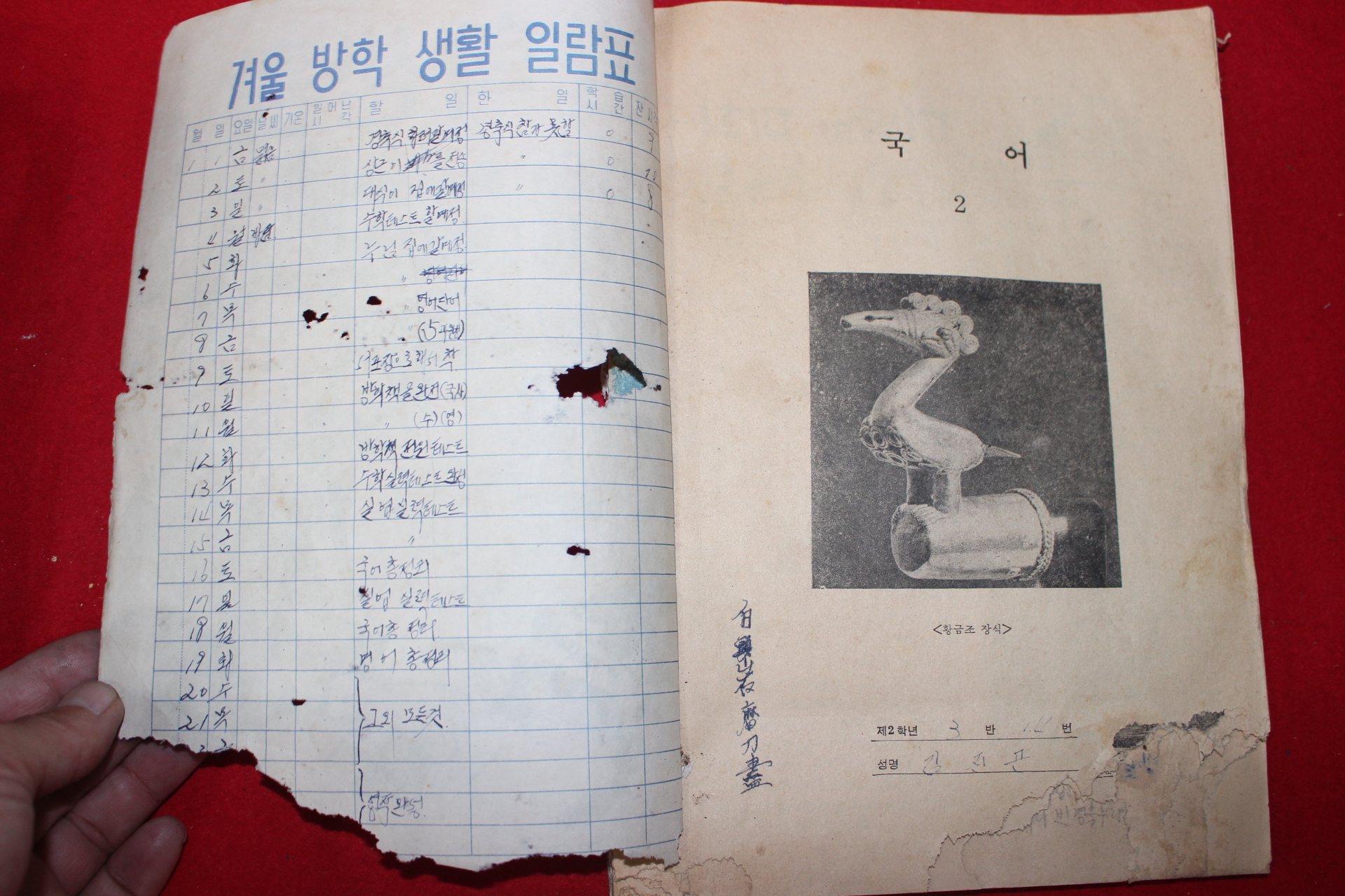 1964년 중학교 겨울 방학생활 2학년