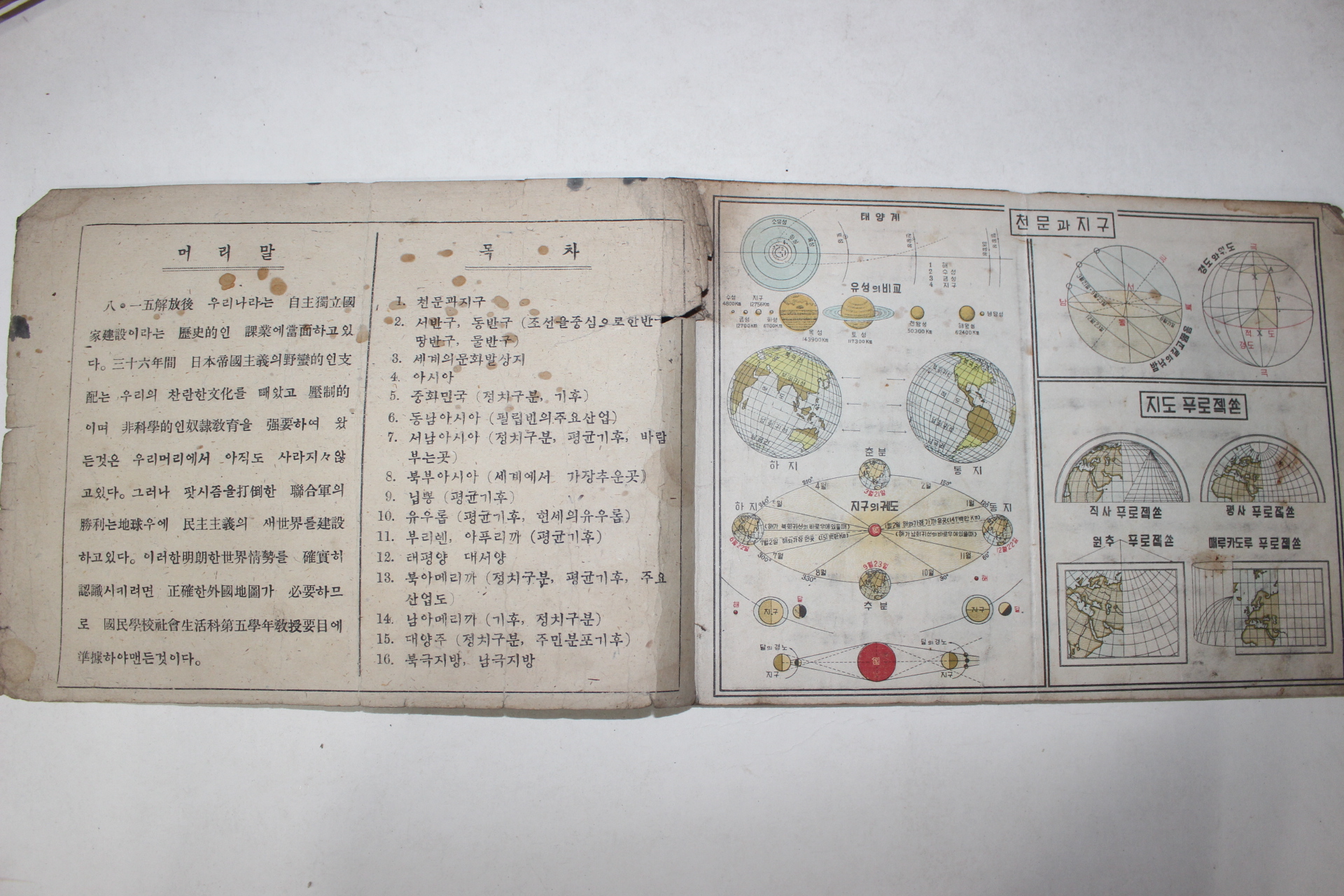 1947년 조선지도출판사 사회생화과용 다른나라지도 새로운 세계