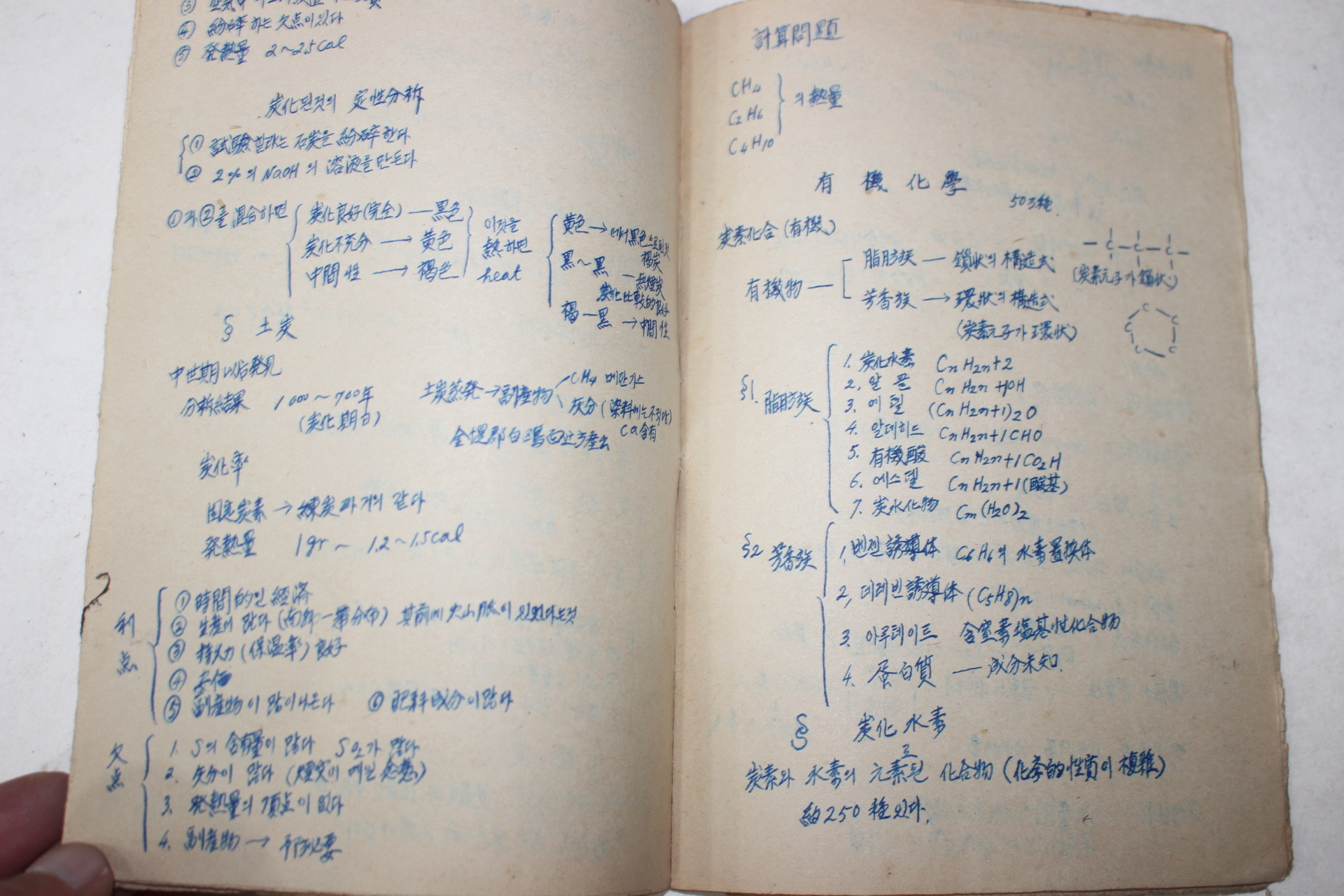 1950년대 전주사범학교 화학 공책