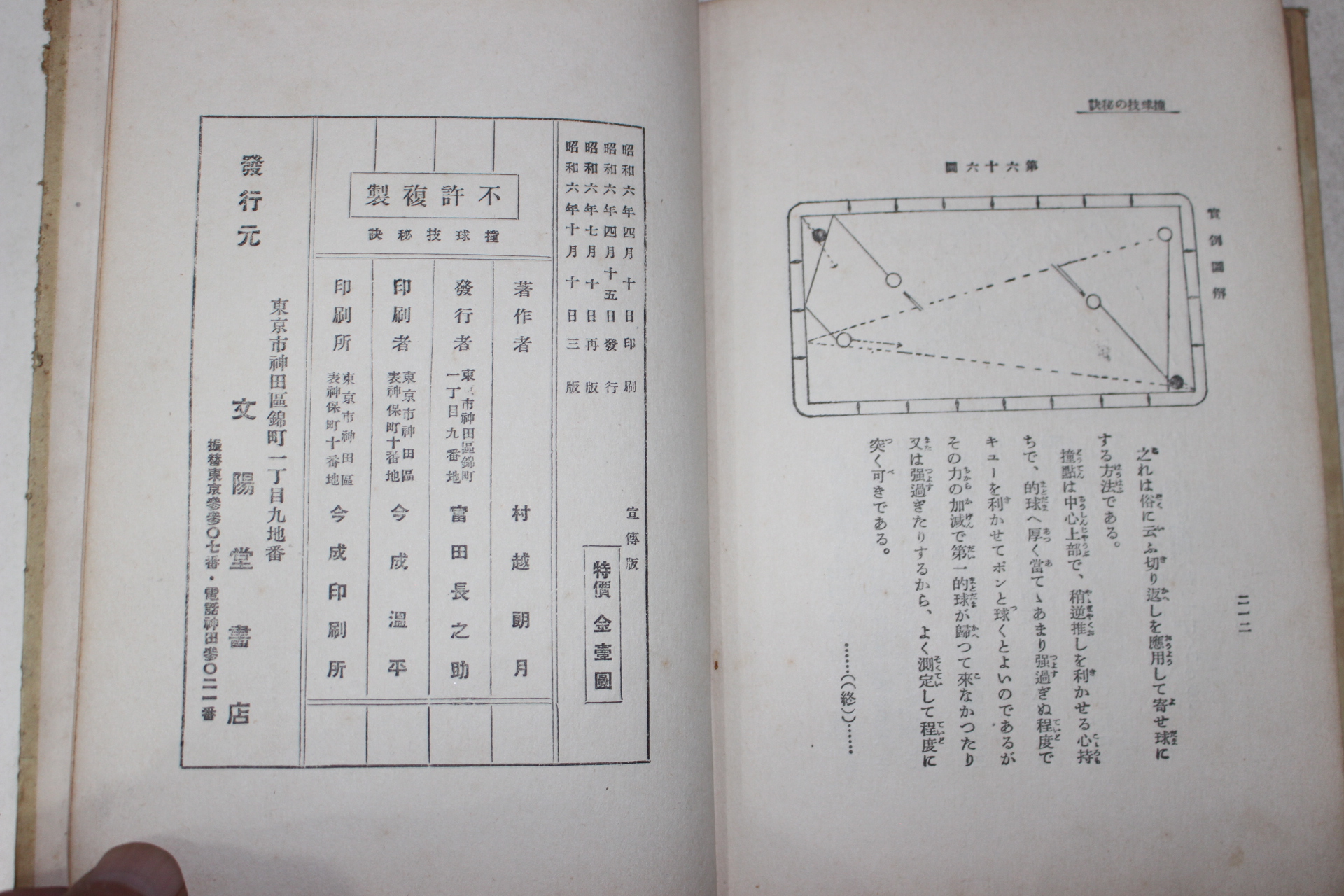 1931년(소화6년) 일본간행 당구비결