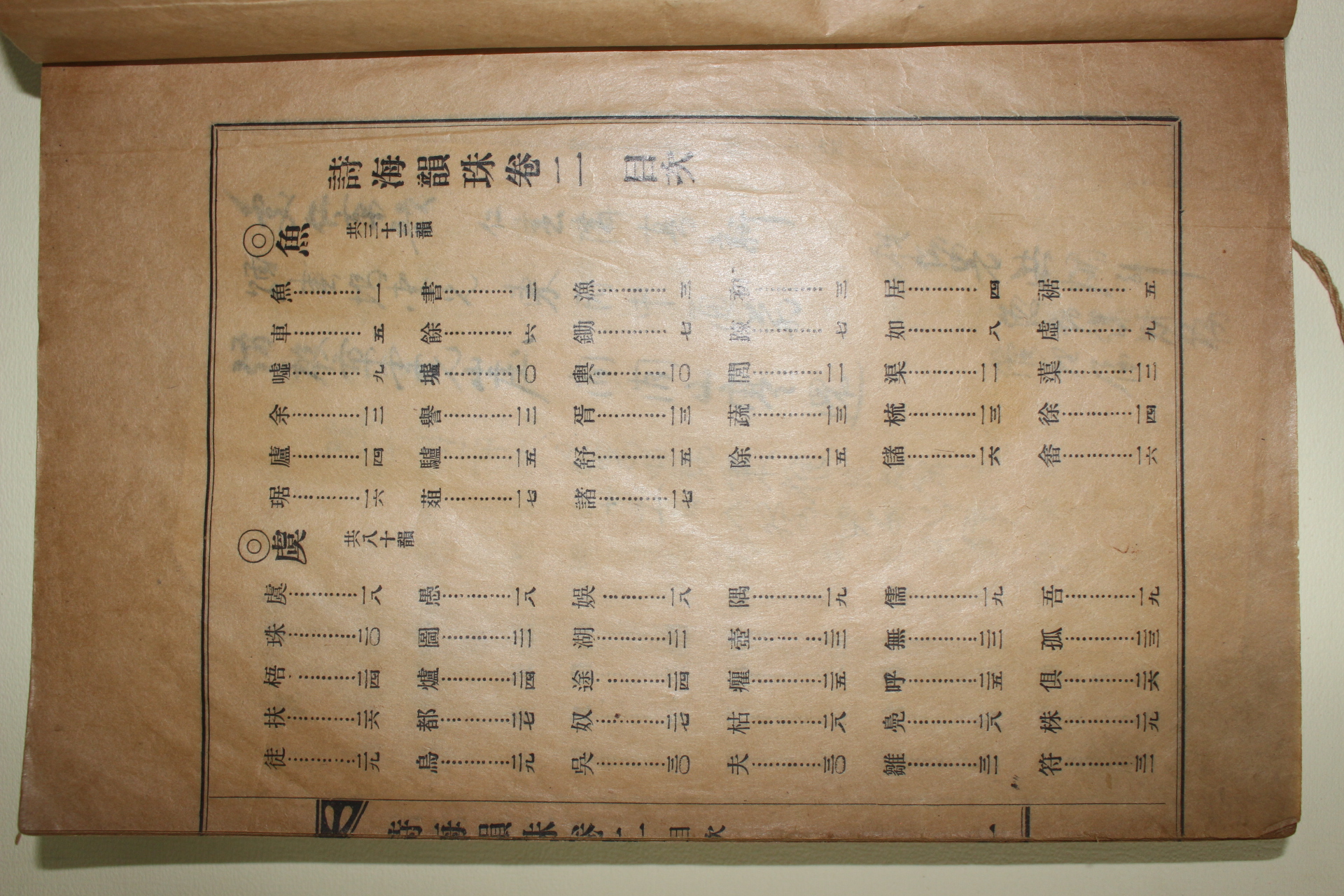 1937년 최해종(崔海鍾) 시해운주(詩海韻珠) 권1,2  2책