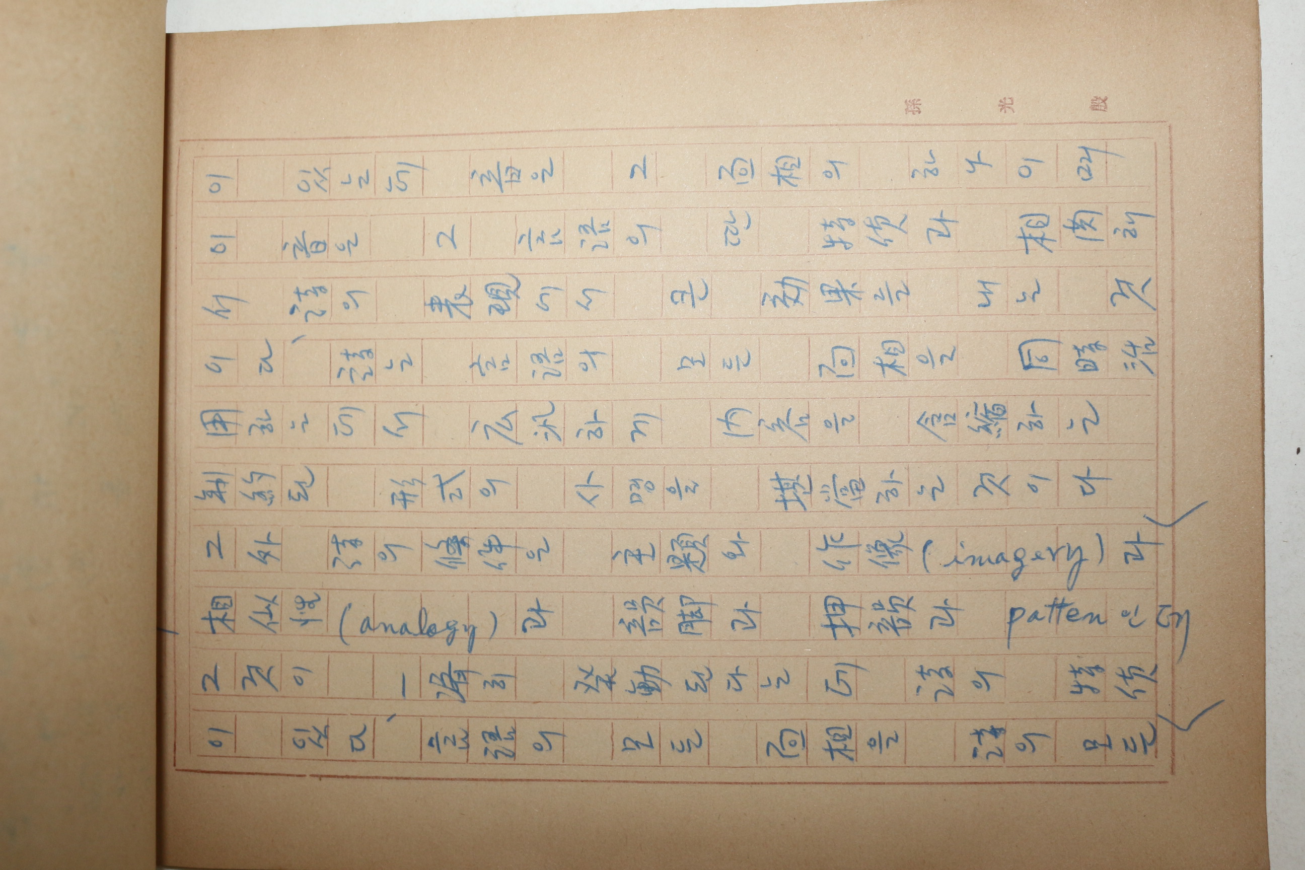 1960년대 시인,교수 노정(蘆汀) 손광은(孫光殷) 시의 내용 친필원고본