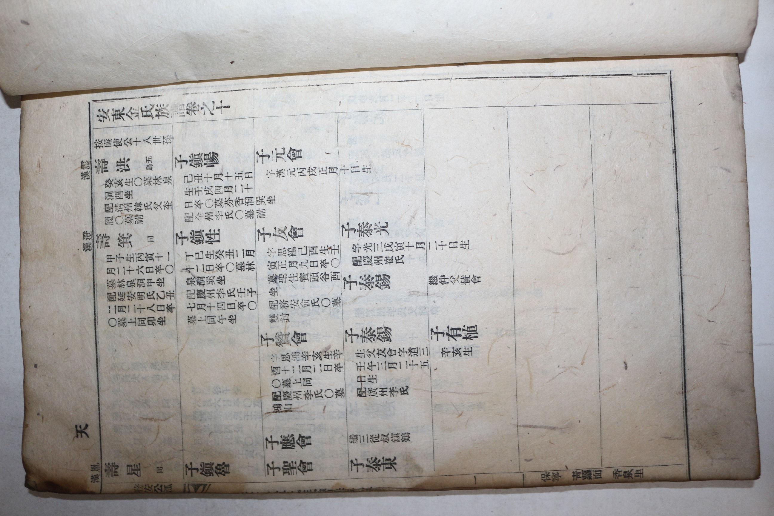 1927년 충북청주간행 안동김씨족보(安東金氏族譜) 권10  1책