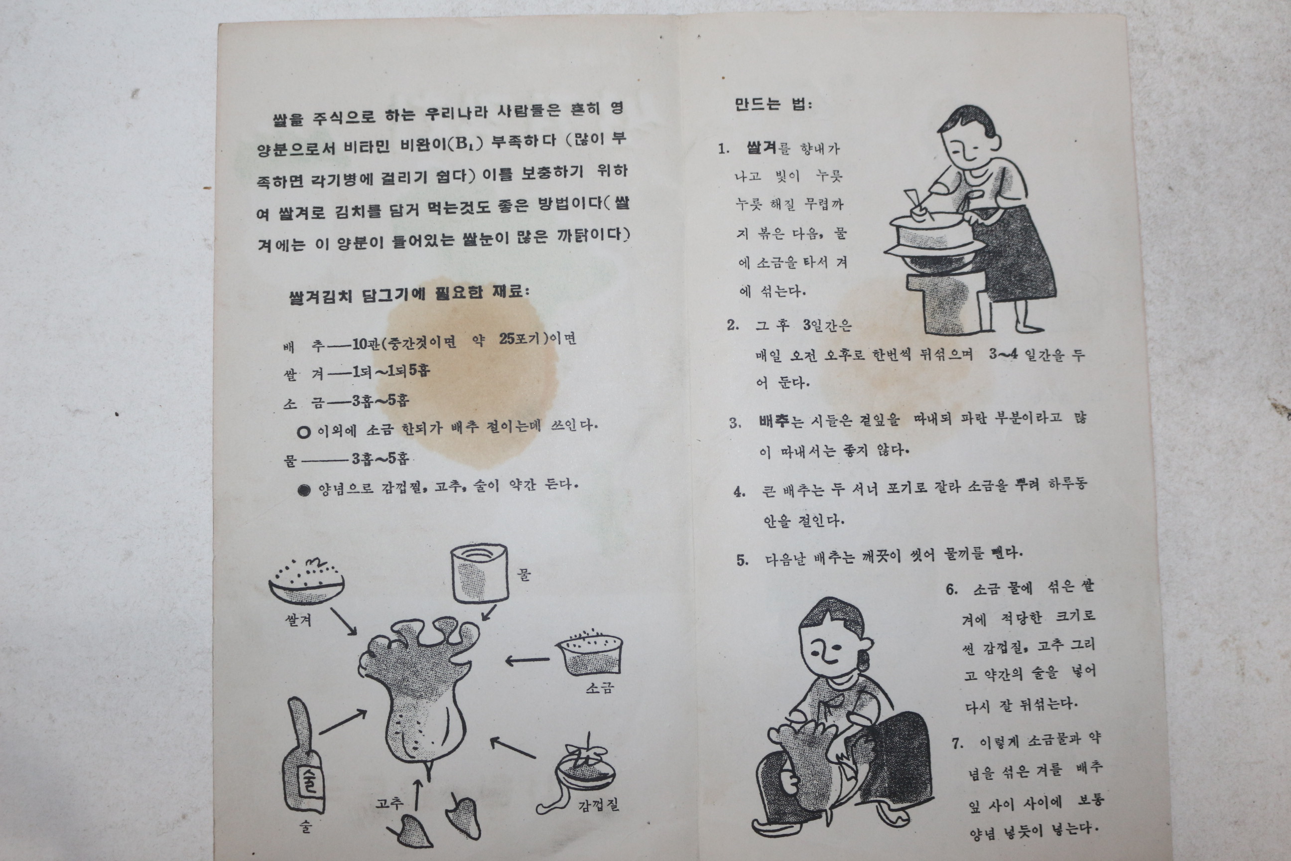 1960년대 농사원교도국 쌀겨김치 리플렛